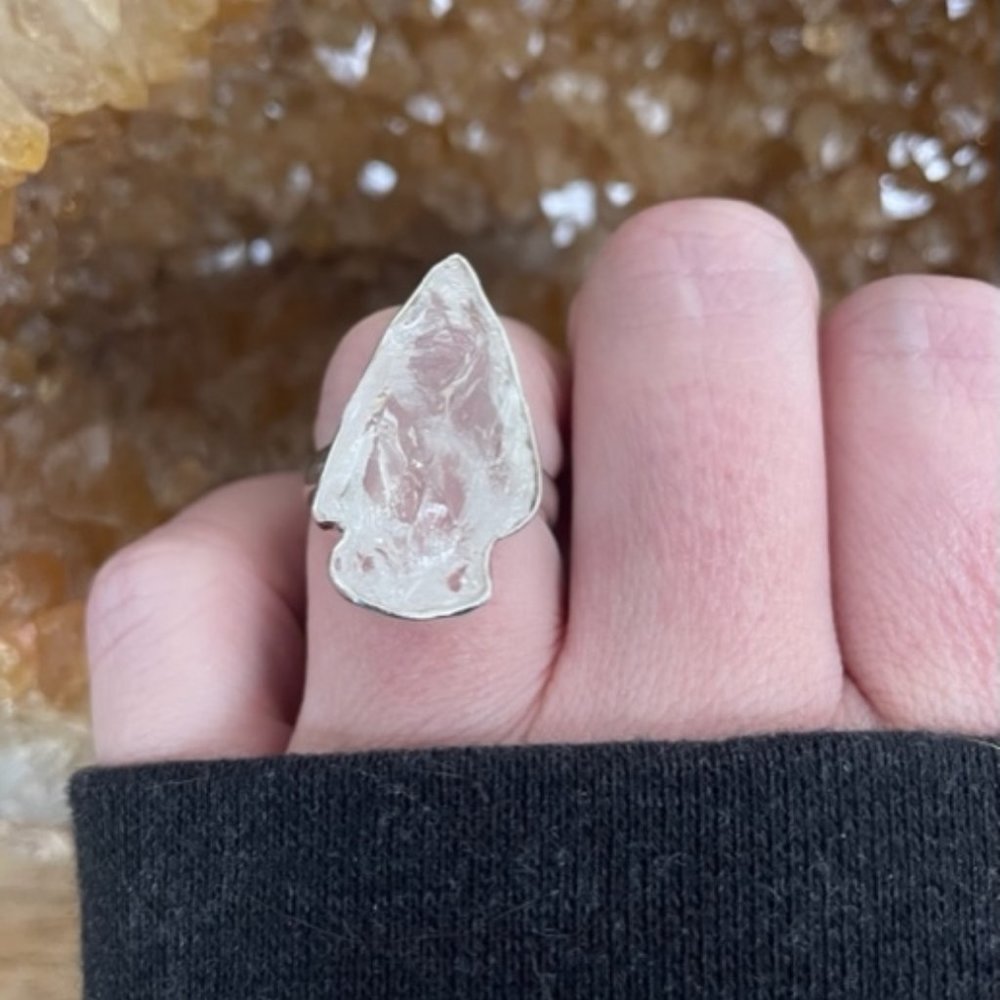 🚫SOLD🚫Unique Natural Raw Clear Quartz Arrowhead Ring. Size 7.5 - Picture 1 of 7